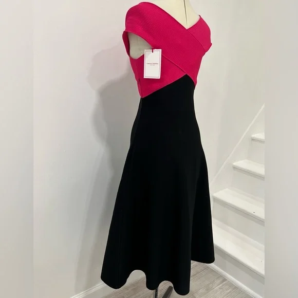 Carolina Herrera Colorblock Knit Midi Dress
